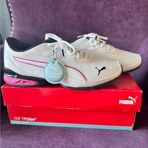 Puma White and Pink Athletic Shoes